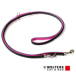 Produktbild von Wolters Terranova Führleine aus Fettleder Schwarz Rot Rosa 125 cm