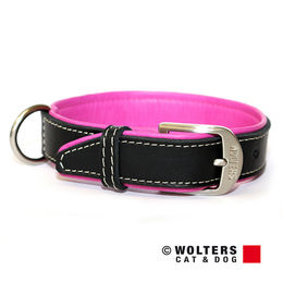 Produktbild von Wolters Terranova Hundehalsband aus Fettleder Schwarz Himbeerrot