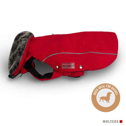 Produktbild von Wolters Winterjacke Amundsen für Dackel in Rot mit wasserdichtem Polyester und Rückenlänge 38 cm