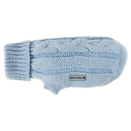 Produktbild von Wolters Zopf-Strickpullover für Hunde in Sky Blue mit einer Rückenlänge von 50 cm