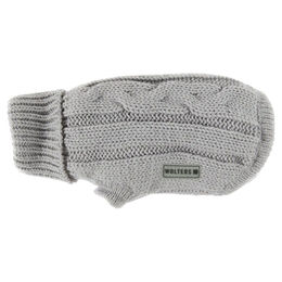 Produktbild von Wolters Zopf-Strickpullover für kleine bis mittelgroße Hunde in Silber-Grau mit 50 cm Rückenlänge