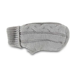 Wolters Zopf-Strickpullover für kleine bis mittelgroße Hunde in Silber mit 30 cm Rückenlänge – Bild 1 von 3