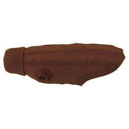 Produktbild von Wolters Zopf-Strickpullover für kleine Hunde in Braun mit einer Rückenlänge von 45 cm