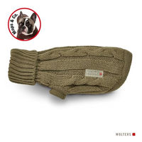 Produktbild von Wolters Zopf-Strickpullover für kleine Hunde in Grün mit 35 cm Rückenlänge