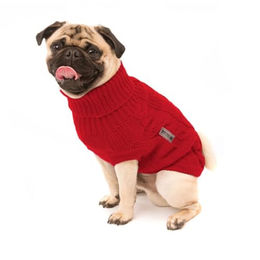 Wolters Zopf-Strickpullover für kleine Hunde in Rot aus Polyester – Bild 1 von 4