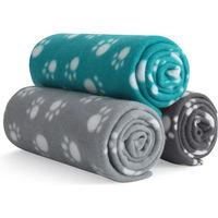 Produktbild von wometo Tierdecke 3er Set für Hunde aus 100% recyceltem Fleece OEKO-TEX STANDARD 100 in Grau, Dunkelgrau und Türkis