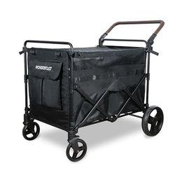 WONDERFOLD 3 in 1 Kinder- und Haustierwagen als Reisebuggy und Fahrradanhänger mit Kunstleder in Schwarz – Bild 1 von 9
