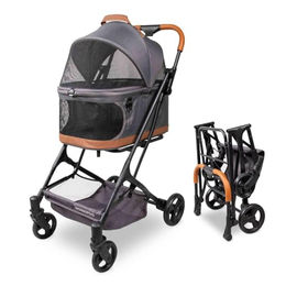 WonderFold Katzenbuggy Transportbox für kleine Hunde und Katzen in Grau mit Kunstleder – Bild 1 von 7