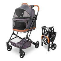 Produktbild von WonderFold Katzenbuggy Transportbox für kleine Hunde und Katzen in Grau mit Kunstleder