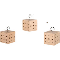 Produktbild von WONDERMAKE 3er Set Insektenhotel aus Buche-Holz hängend mit 126 Nistplätzen für Wildbienen in Braun Schwarz Natur