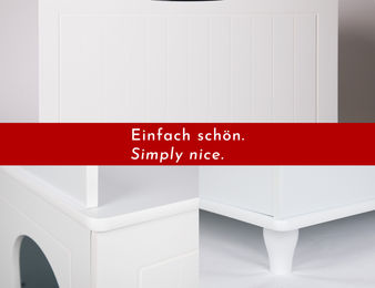 WONDERMAKE Katzenschrank für Katzentoilette aus Holz XL Weiß 73,5 x 51,5 x 57 cm – Bild 1 von 5