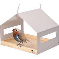 Produktbild von WONDERMAKE Vogelhaus XL aus Holz und Metall wetterfest zum Aufhängen in Grau-Beige