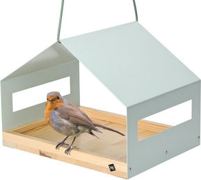 WONDERMAKE Vogelhaus XL aus Holz und Metall wetterfest zum Aufhängen in Türkis-Grau – Bild 1 von 13