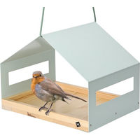 Produktbild von WONDERMAKE Vogelhaus XL aus Holz und Metall wetterfest zum Aufhängen in Türkis-Grau