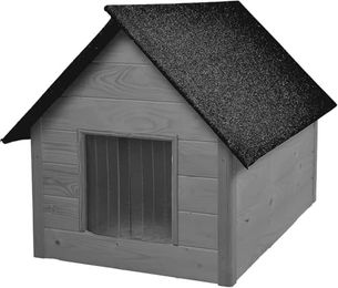 Woodok Hundehütte aus Holz XL wasserdicht in Grau oder Natur – Bild 1 von 5