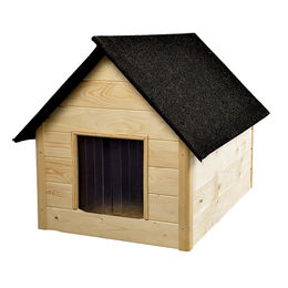 Woodok Hundehütte XL aus Holz für mittlere Rassen wetterfest und wasserdicht in Weiß und Natur – Bild 1 von 6