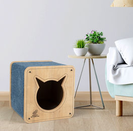 Woofy Pet Kratzbaum aus Holz für Katzen in Braun oder Grau Größe S – Bild 1 von 6