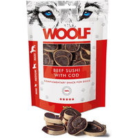 Produktbild von WOOLF Hund Belohnungssnack Beef Sushi mit Rind und Kabeljau glutenfrei 100g