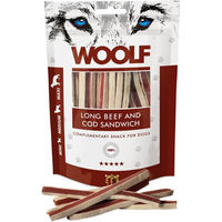 Produktbild von WOOLF Hundesnacks Sandwich Rind und Kabeljau Trockenfleisch glutenfrei 100g - 100 g