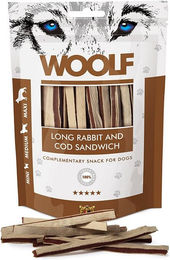 Produktbild von WOOLF Kaninchen-Sandwich mit Kabeljau Belohnungssnack für Kaninchen glutenfrei 100g