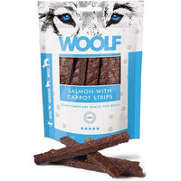 Produktbild von WOOLF Lachs mit Karotten Trockenfleisch Streifen für Erwachsene Glutenfrei 100g - 100 g