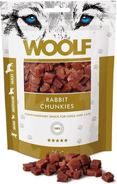 Produktbild von WOOLF Rabbit Chunkies Kaninchenhäppchen Trockenfleisch für Kaninchen Adult Glutenfrei Ohne Konservierungsstoffe 100g - 100 g