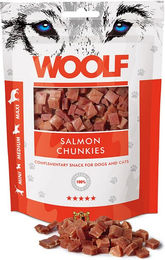 Produktbild von WOOLF Salmon Chunkies Lachshäppchen Belohnungssnack für erwachsene Hunde glutenfrei ohne Konservierungsstoffe 100g - 100 g