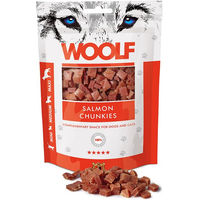 Produktbild von WOOLF Salmon Chunkies Lachshäppchen Belohnungssnack für erwachsene Hunde glutenfrei ohne Konservierungsstoffe 100g - 100 g
