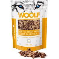 Produktbild von WOOLF Soft Chicken With Cod Sandwich Belohnungssnack für Hunde mit Huhn und Kabeljau glutenfrei 100g - 100 g