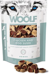 Woolf Sushi Belohnungssnack Huhn und Kabeljau für erwachsene Hunde 100g glutenfrei mit hohem Fleischanteil - 100 g – Bild 1 von 8