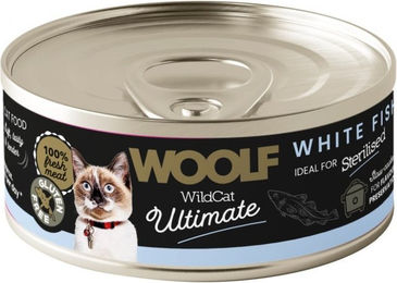 Produktbild von WOOLF Wild Cat Ultimate Sterilised White Fish Pate Katzenfutter für kastrierte Katzen Adult Glutenfrei 85g