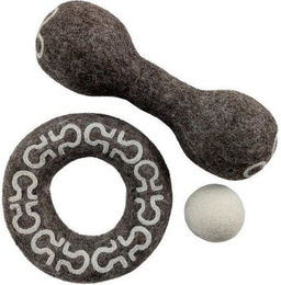 Wooliie Hunde-Spielset aus 100 % naturbelassener Schurwolle 3er-Bundle mit Dumbbell und Ring – Bild 1 von 1