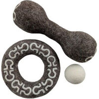 Produktbild von Wooliie Hunde-Spielset aus 100 % naturbelassener Schurwolle 3er-Bundle mit Dumbbell und Ring