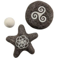 Produktbild von Wooliie Hunde-Spielset aus 100 % naturbelassener Schurwolle mit Frisbee und Star in Grau
