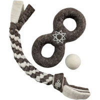 Produktbild von Wooliie Hundespielzeug Set aus 100 % naturbelassener Schurwolle 3er-Bundle Braided Rope und Ring