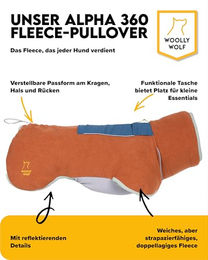 Woolly Wolf Alpha 360 Fleece Hundepullover für mittelgroße Hunde Gr. 40 Orange GRS-zertifiziert – Bild 1 von 4