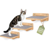 Produktbild von WOOWOOD Katzen Kletterwand Set aus Holz XL Naturdunkel 3er-Set