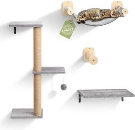 WOOWOOD Katzenhängematte Set mit Kratzmatte aus Sisal in Grau 8-teilig – Bild 1 von 3