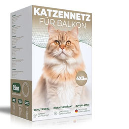 WOOWOOD Katzennetz für Balkon und Fenster drahtverstärkt transparent 4x3m - 12 m – Bild 1 von 7