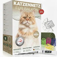 Produktbild von WOOWOOD Katzennetz für Balkon und Fenster grau drahtverstärkt ohne Bohren 6x3m - 6 m
