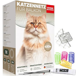 WOOWOOD Katzennetz für Balkon und Fenster Schwarz Drahtverstärkt ohne Bohren 4x3m - 4 m – Bild 1 von 7