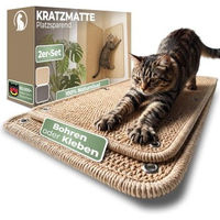 Produktbild von WOOWOOD Kratzmatte für Katzen Wandmontage 2er Set aus Sisal Beige 60x25 cm