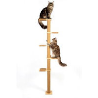 Produktbild von WOOWOOD Wandkratzbaum für Katzen aus Massivholz und Jute höhenverstellbar bis 206 cm