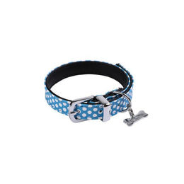 Produktbild von Wouapy Hundehalsband Mini aus Kunstleder Blau Gepunktet 10 mm x 25 cm