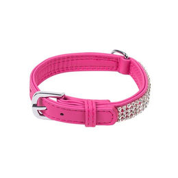 Produktbild von Wouapy Hundehalsband PetMini aus Kunstleder mit Strass in Pink