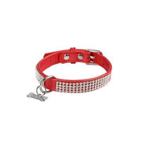 Produktbild von Wouapy Hundehalsband PetMini aus Kunstleder mit Strass in Rot 15 mm x 30 cm