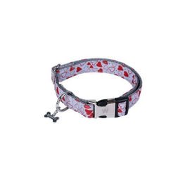 Produktbild von Wouapy Hundehalsband Sublime aus Nylon mit Rote Herzen in Rot Grau Bunt wasserabweisend 20 mm 33/49 cm
