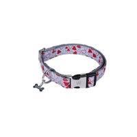 Produktbild von Wouapy Hundehalsband Sublime aus Nylon mit Rote Herzen in Rot Grau Bunt wasserabweisend 20 mm 33/49 cm