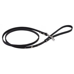 Wouapy Petmini Hundeleine aus Kunstleder mit Totenkopfnieten Schwarz 10 mm x 20 m - 1,2 m – Bild 1 von 2