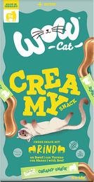 Produktbild von WOW CAT Creamy Snack Creme mit Rind 5x15 g 11er Vorteilspack für Katzen